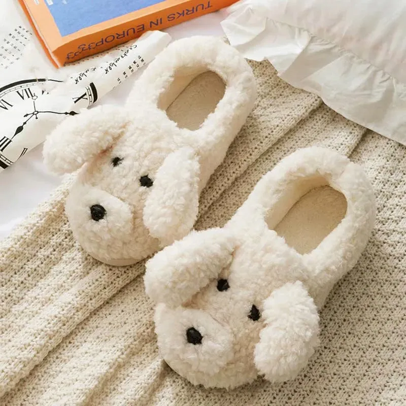 Funki Buys | Shoes | Women's Fluffy Cartoon Dog Fur Slippers