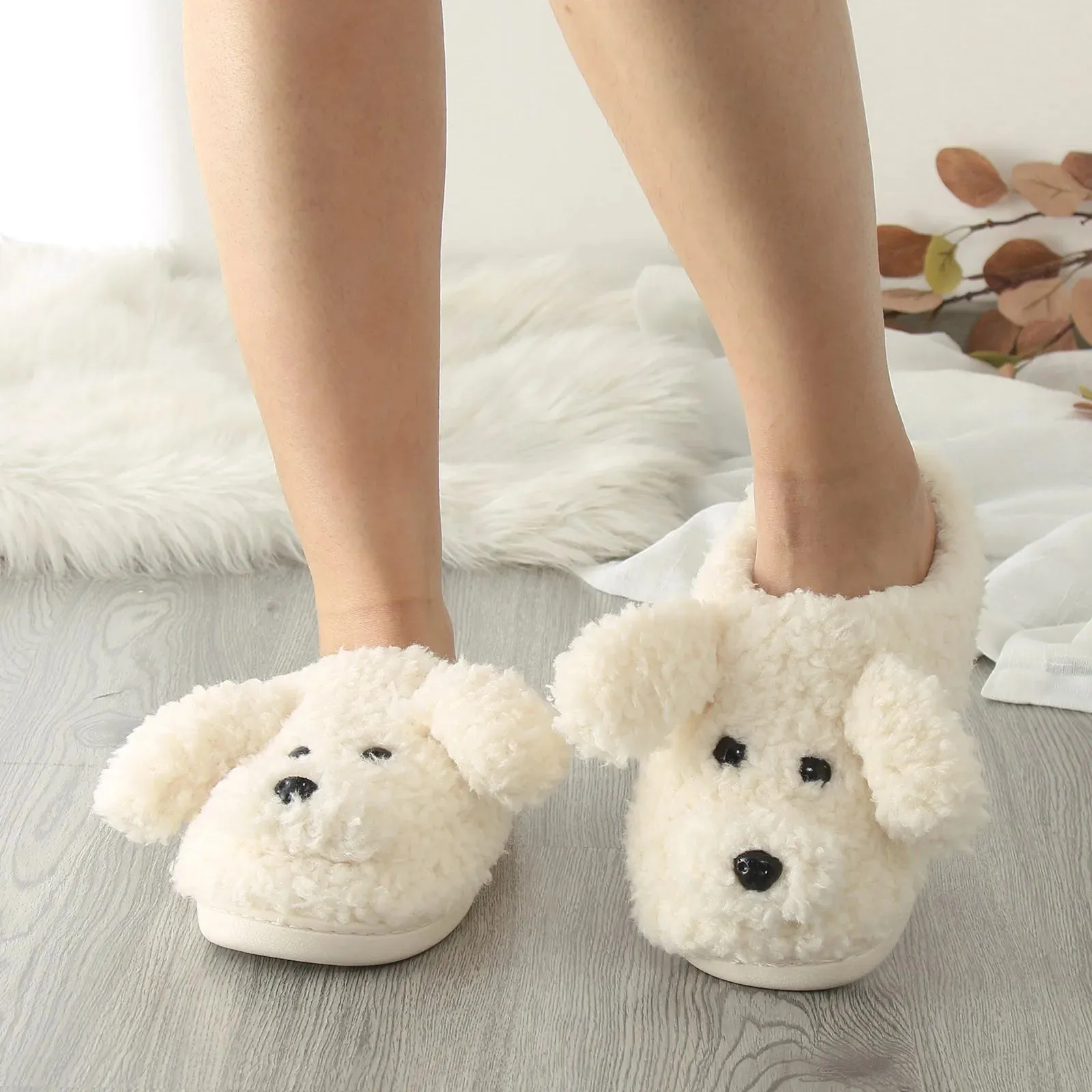Funki Buys | Shoes | Women's Fluffy Cartoon Dog Fur Slippers