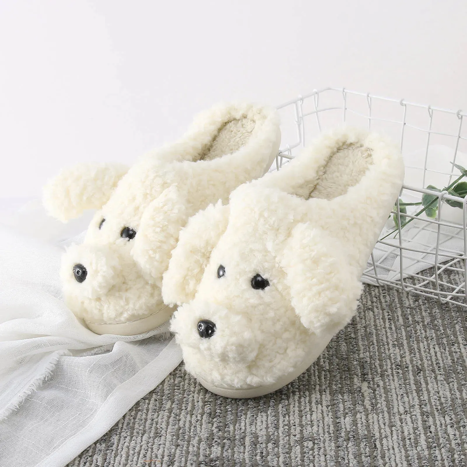 Funki Buys | Shoes | Women's Fluffy Cartoon Dog Fur Slippers