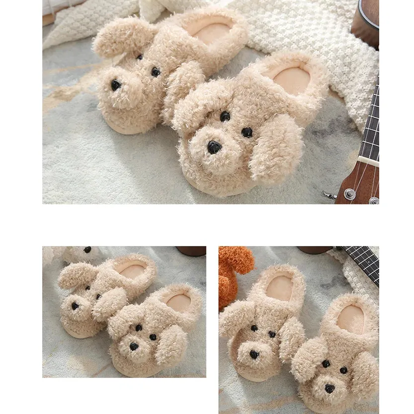 Funki Buys | Shoes | Women's Fluffy Cartoon Dog Fur Slippers