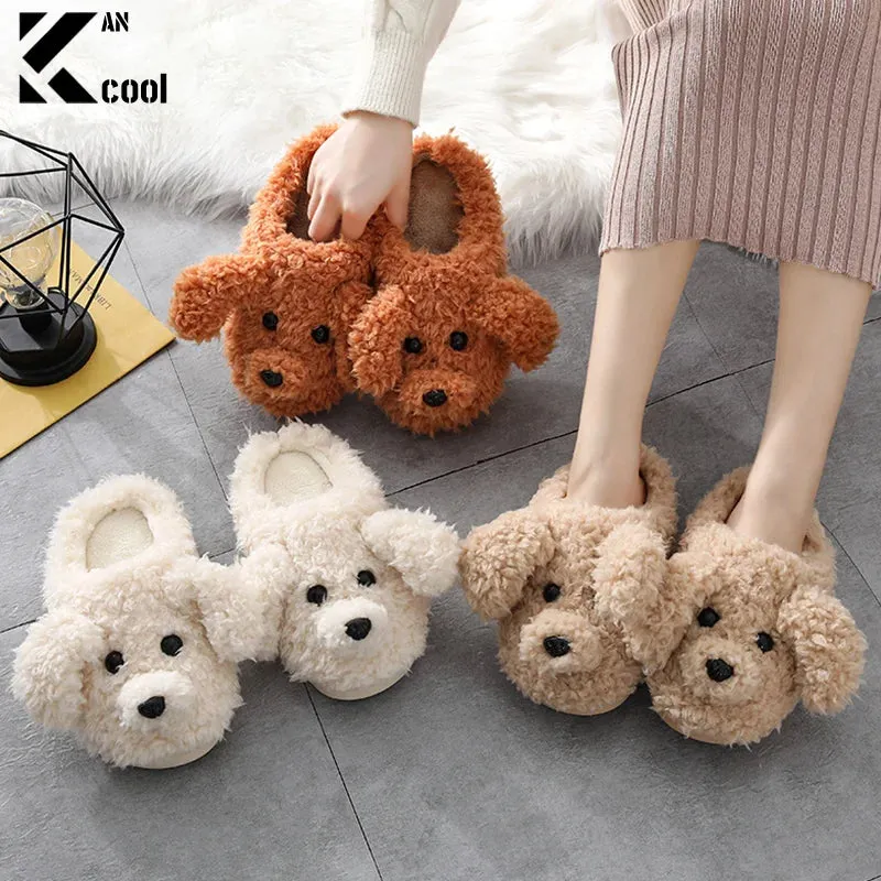 Funki Buys | Shoes | Women's Fluffy Cartoon Dog Fur Slippers