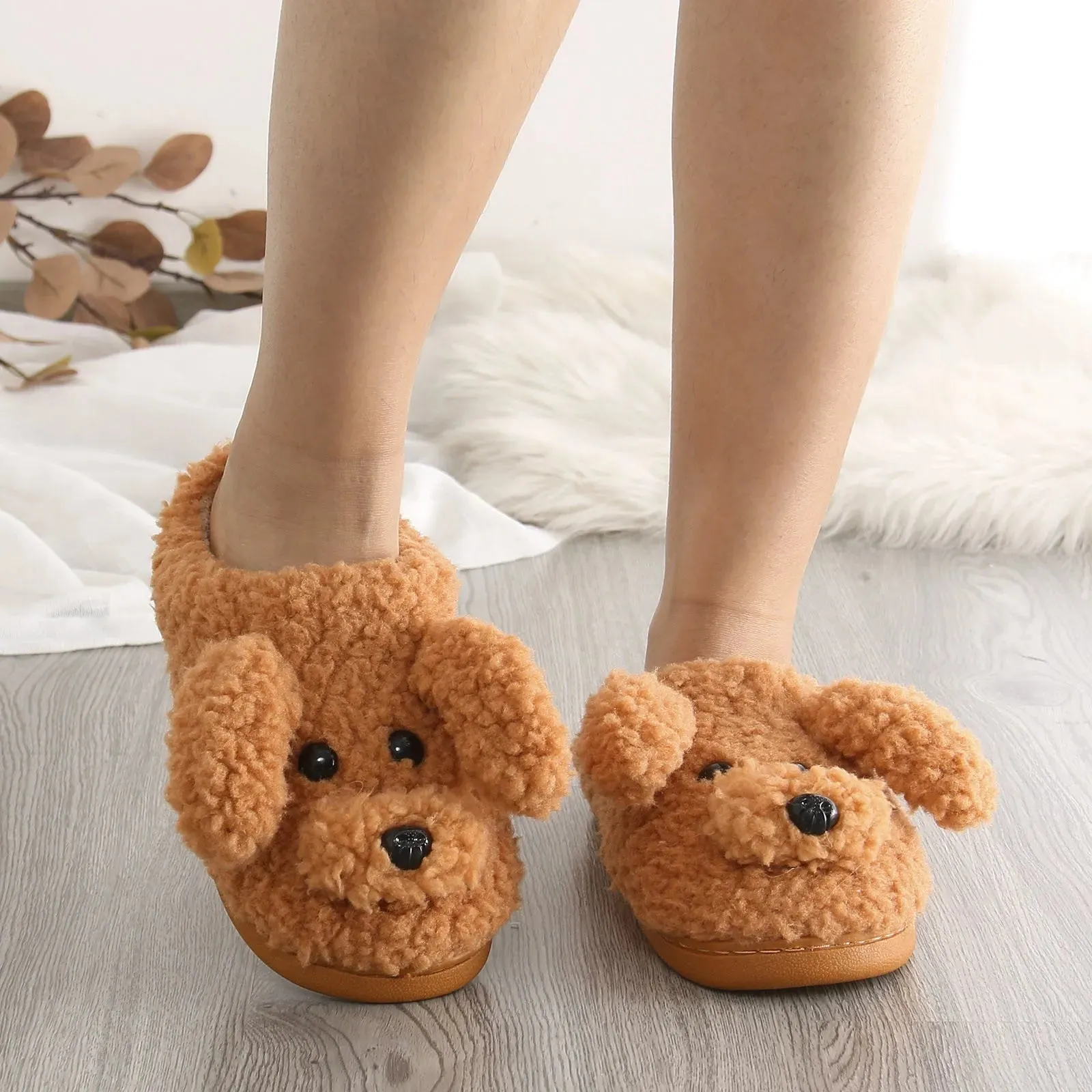 Funki Buys | Shoes | Women's Fluffy Cartoon Dog Fur Slippers