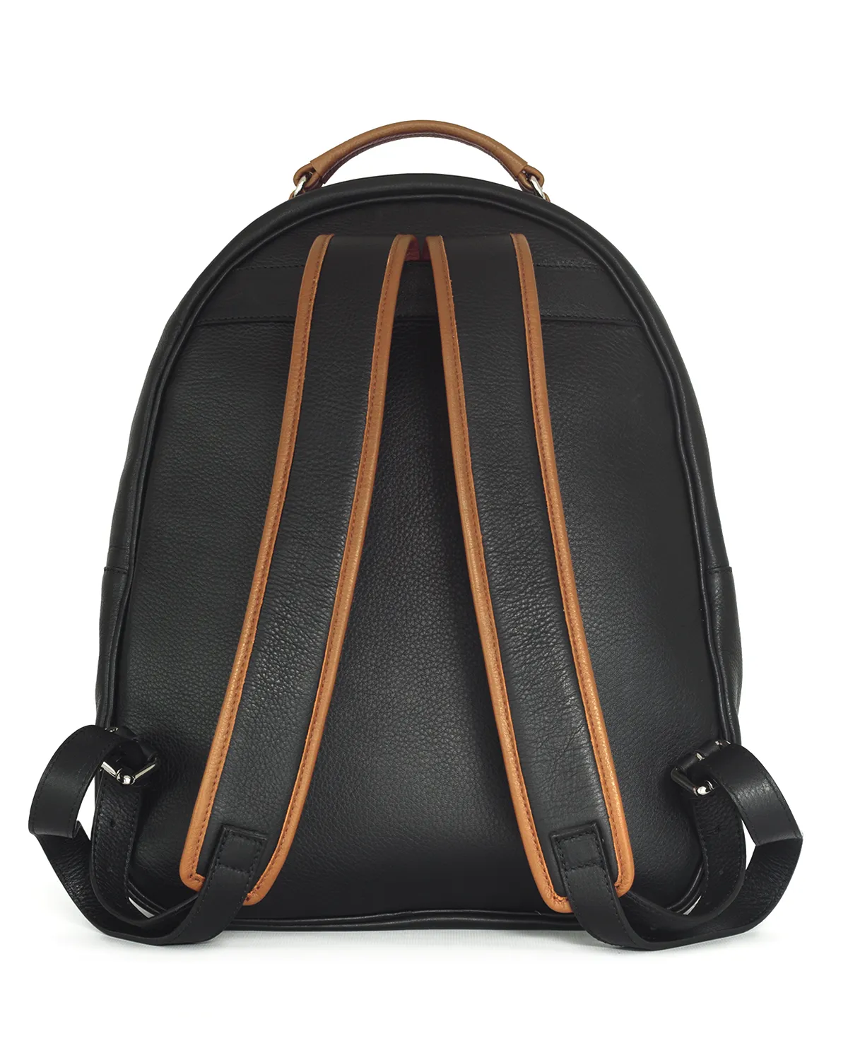 GLOBETROTTER - Full-grain Leather Backpack - Black/Camel