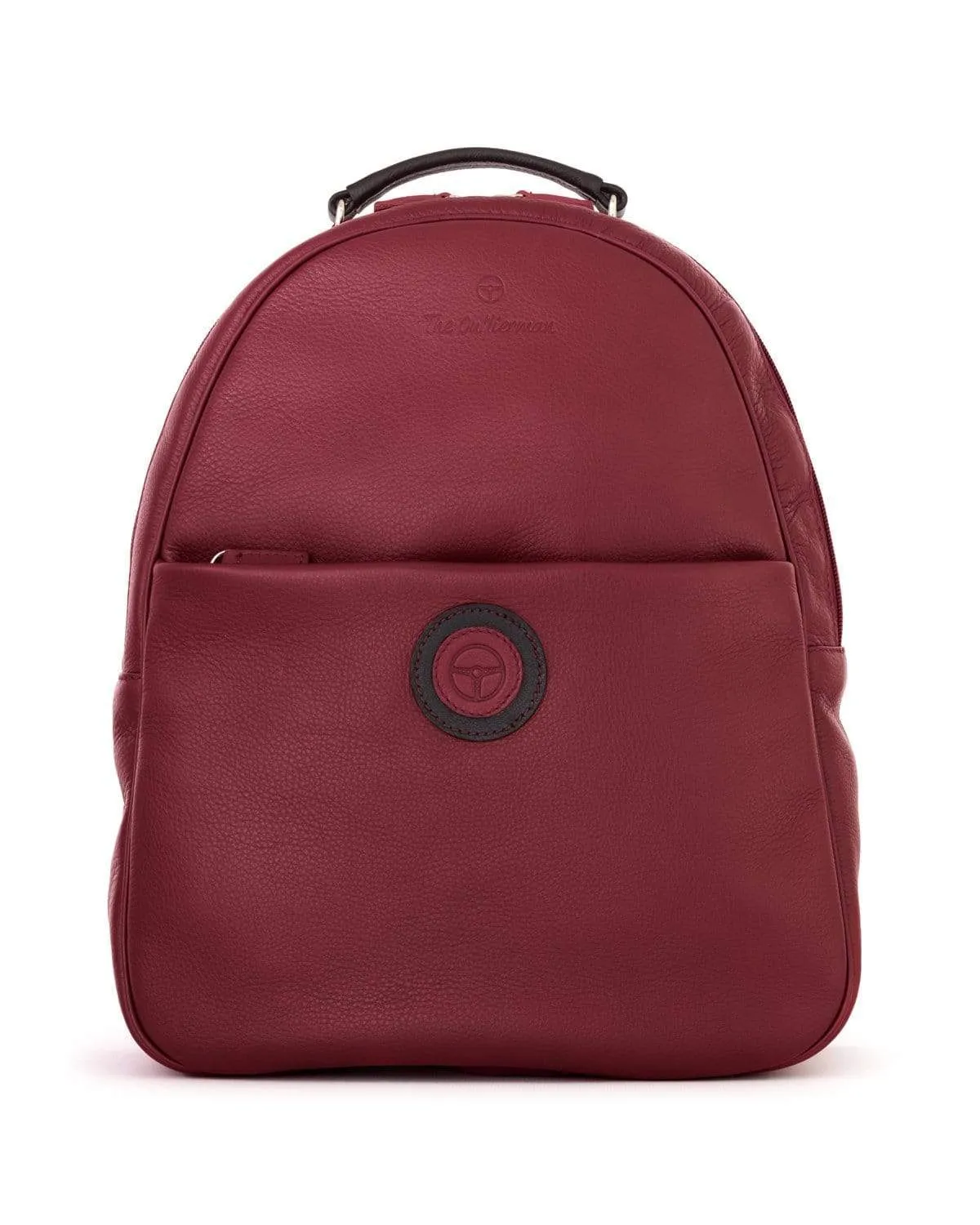 GLOBETROTTER - Full-grain Leather Backpack - Red/Black