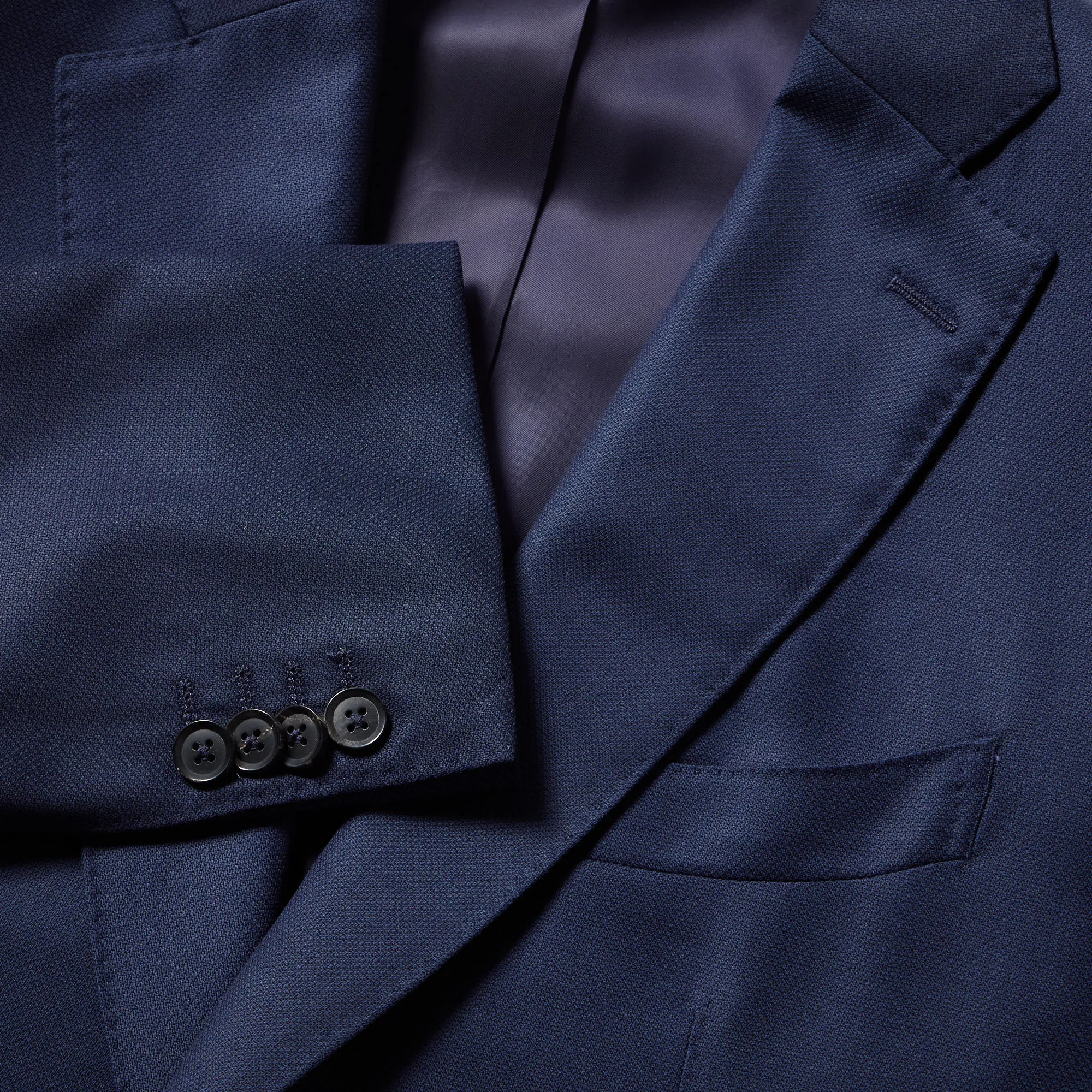 HENRY SARTORIAL Dun Full Canvas Textured Suit NAVY REG