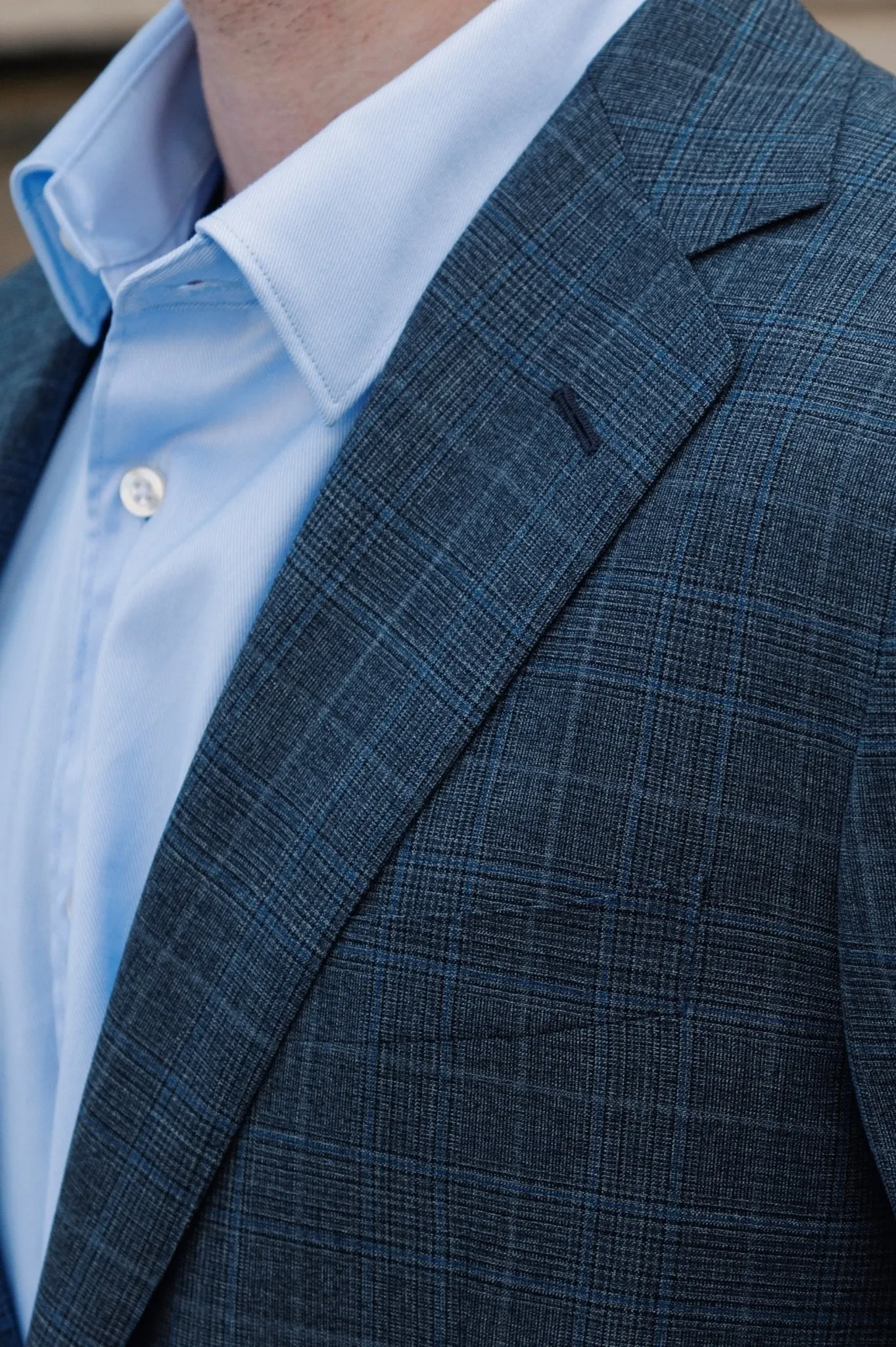 HENRY SARTORIAL HERITAGE Zegna Loop™ Full Canvas Check Suit GREY BLUE REG