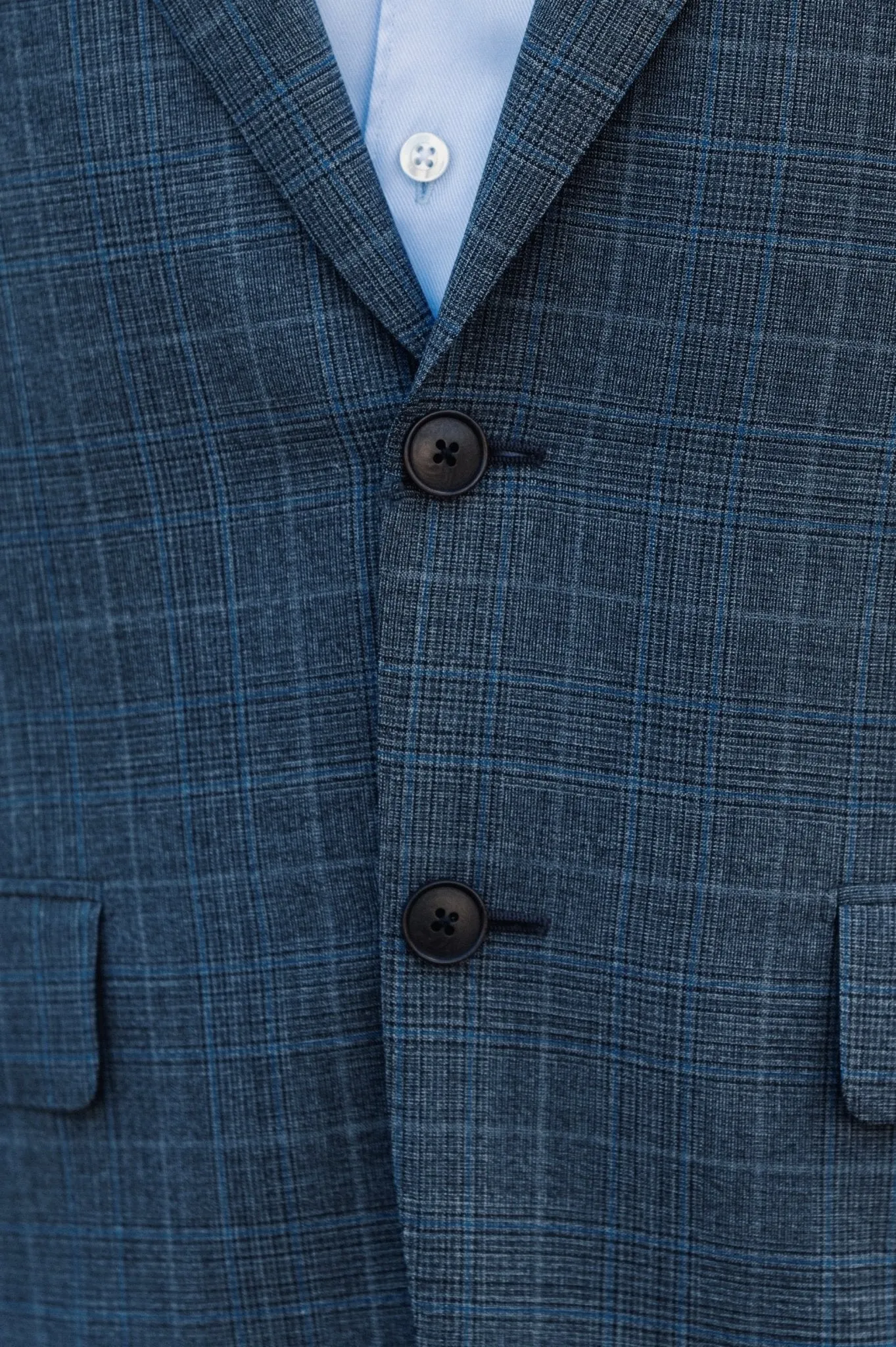 HENRY SARTORIAL HERITAGE Zegna Loop™ Full Canvas Check Suit GREY BLUE REG