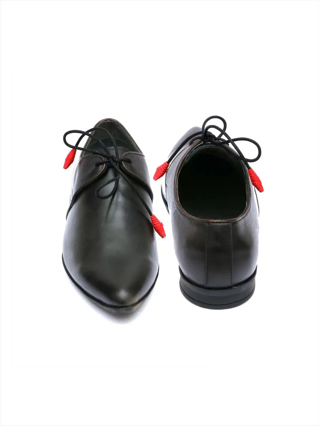 Hitz Men's Black Leather Derby Formal Shoes