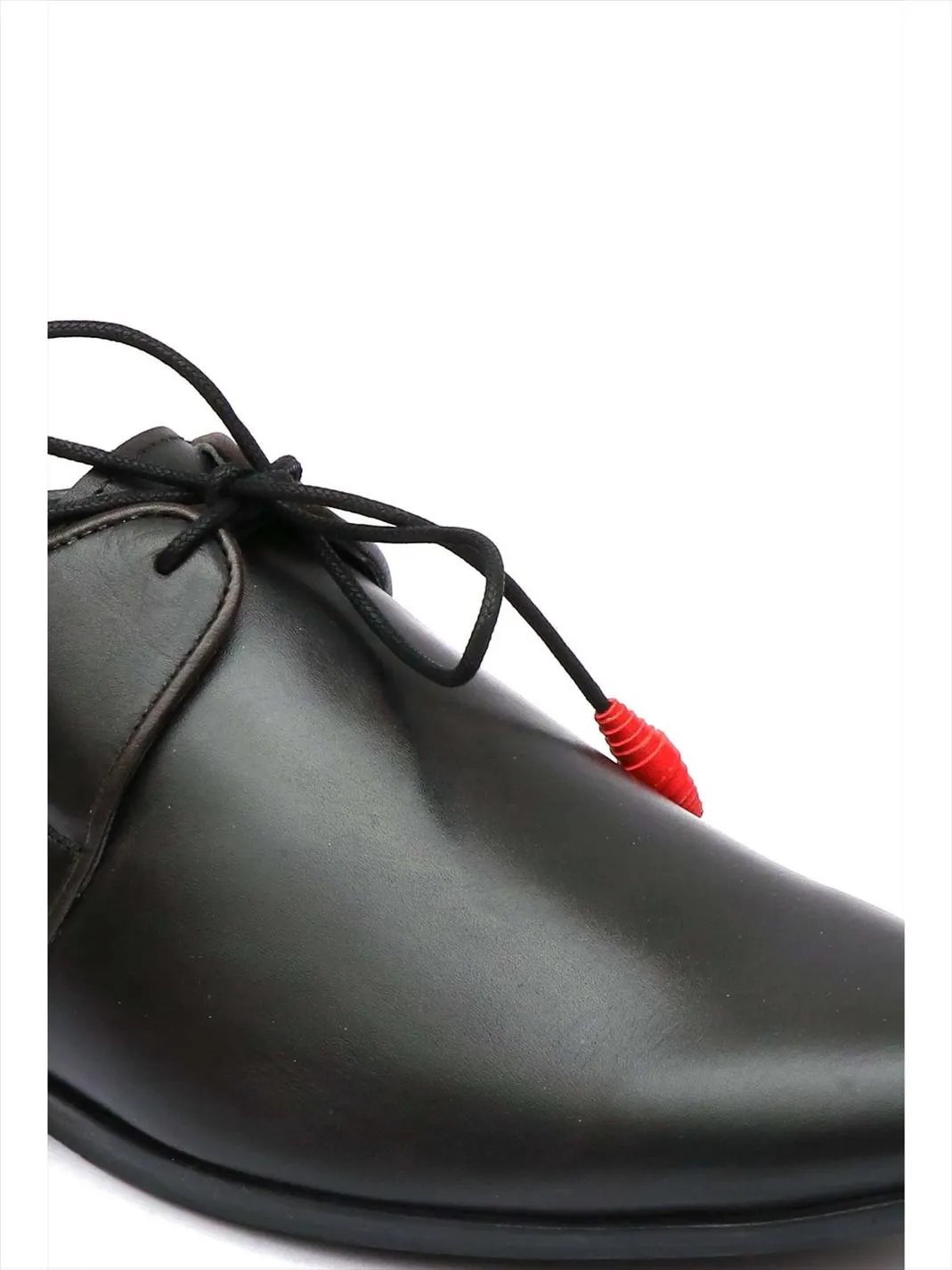 Hitz Men's Black Leather Derby Formal Shoes