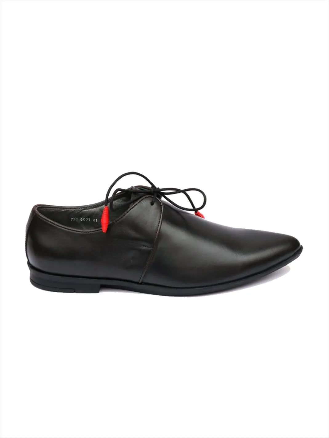 Hitz Men's Black Leather Derby Formal Shoes