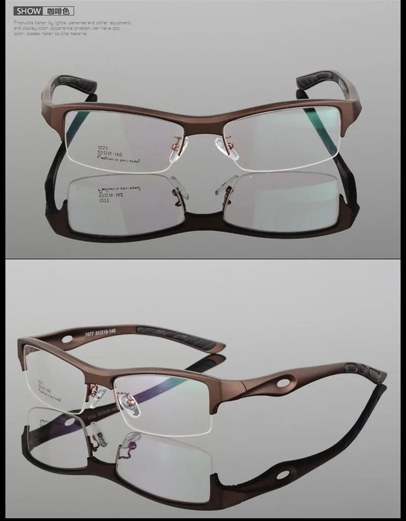 Hotony Men's Semi Rim TR 90 Resin Rectangular Sport Frame Eyeglasses 1077