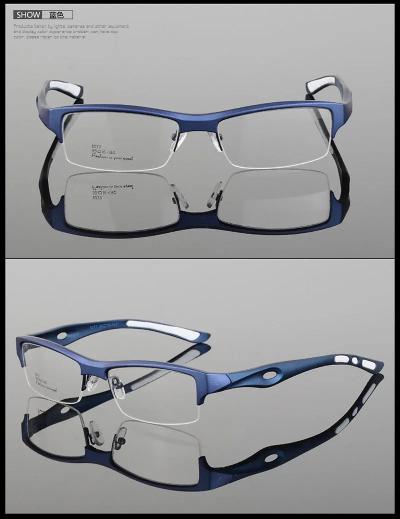 Hotony Men's Semi Rim TR 90 Resin Rectangular Sport Frame Eyeglasses 1077