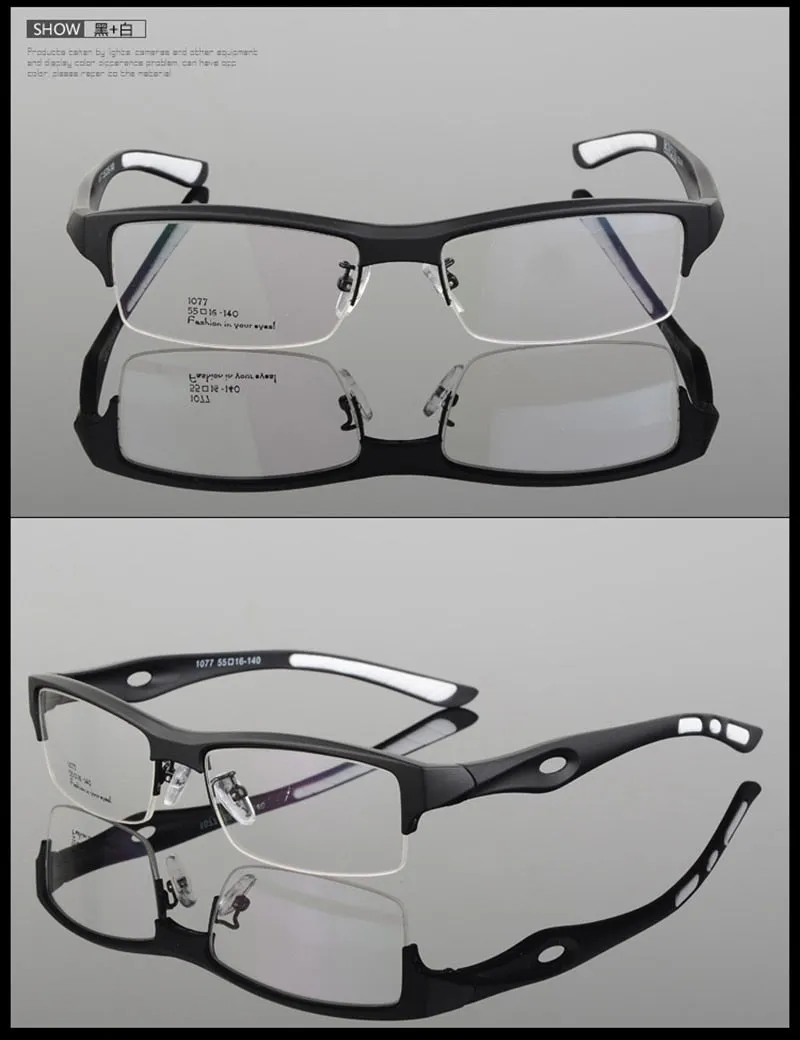 Hotony Men's Semi Rim TR 90 Resin Rectangular Sport Frame Eyeglasses 1077