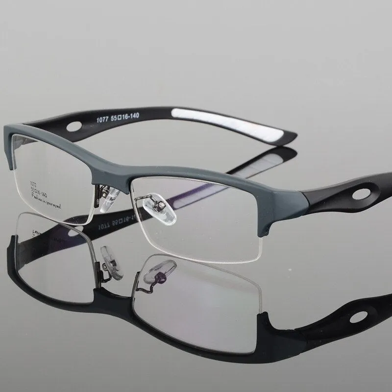 Hotony Men's Semi Rim TR 90 Resin Rectangular Sport Frame Eyeglasses 1077