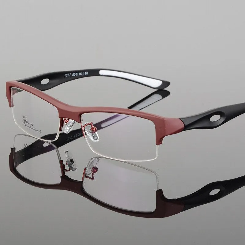 Hotony Men's Semi Rim TR 90 Resin Rectangular Sport Frame Eyeglasses 1077
