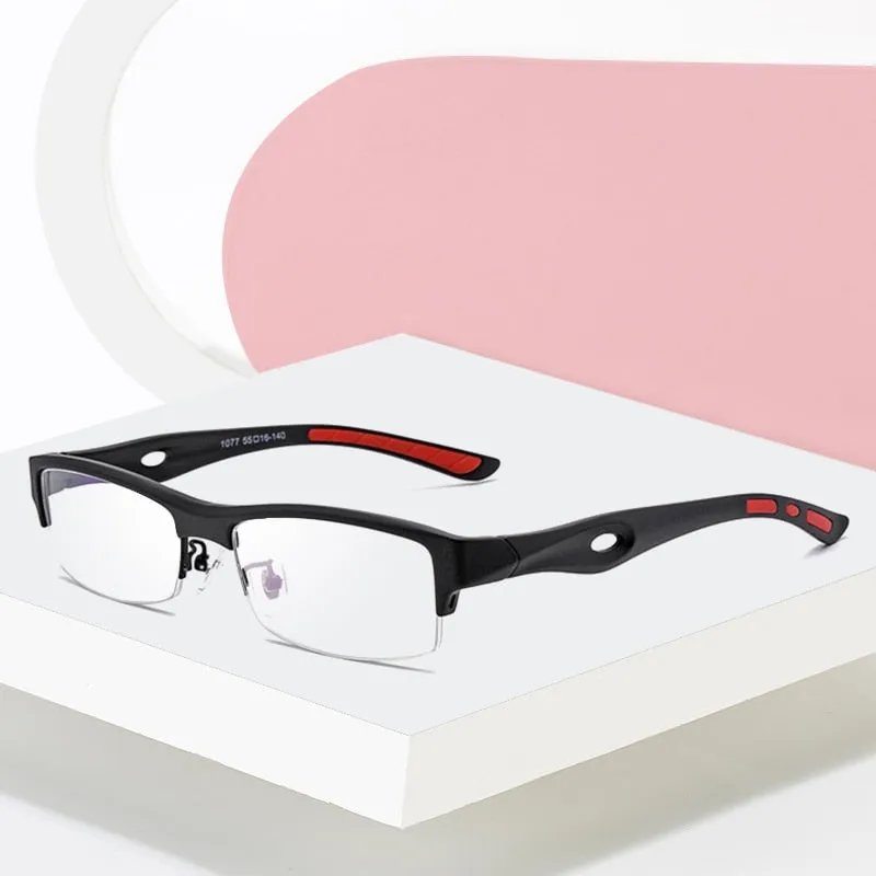 Hotony Men's Semi Rim TR 90 Resin Rectangular Sport Frame Eyeglasses 1077