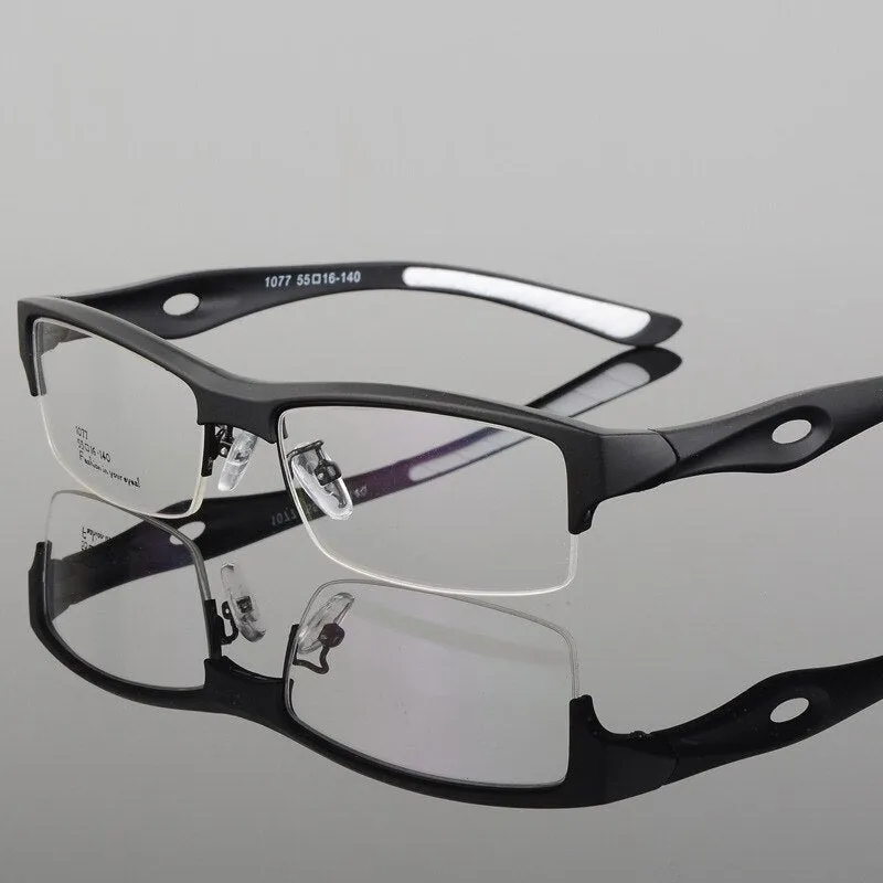 Hotony Men's Semi Rim TR 90 Resin Rectangular Sport Frame Eyeglasses 1077