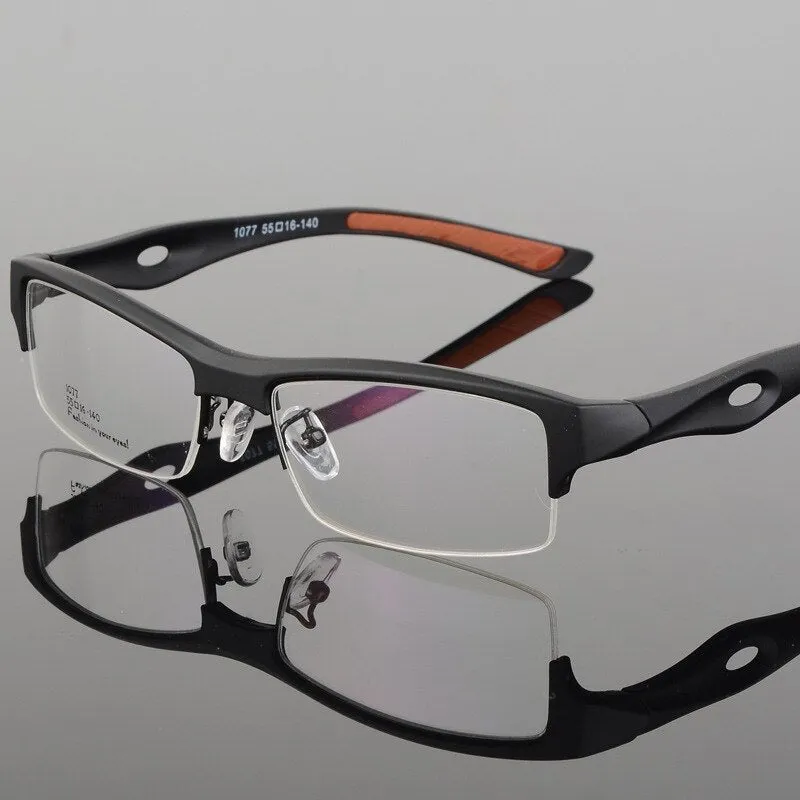 Hotony Men's Semi Rim TR 90 Resin Rectangular Sport Frame Eyeglasses 1077