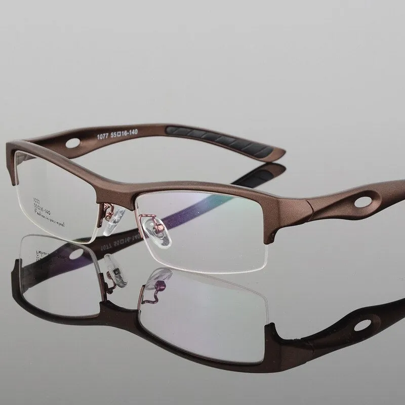 Hotony Men's Semi Rim TR 90 Resin Rectangular Sport Frame Eyeglasses 1077