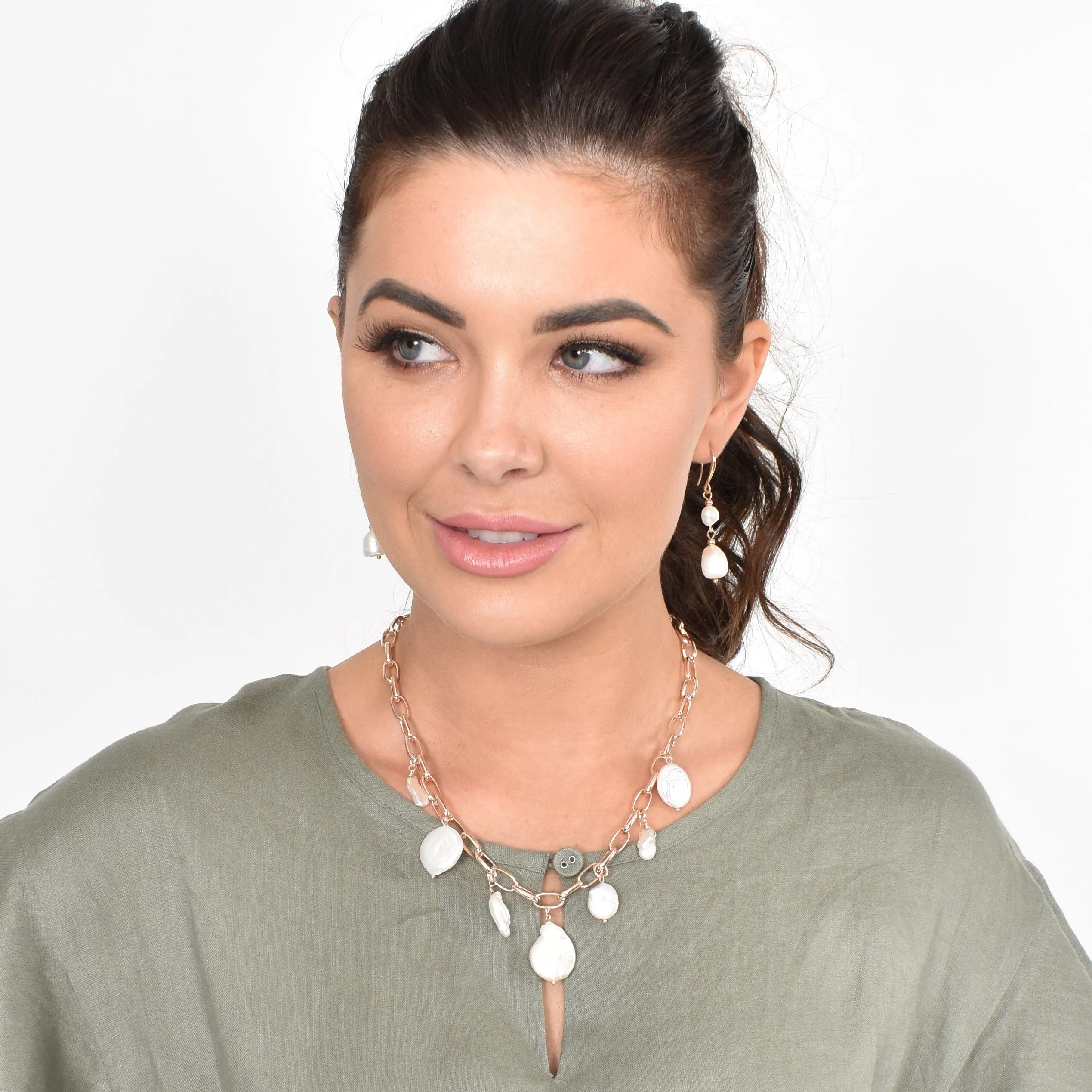 Katie Rose Gold Necklace with Pearls
