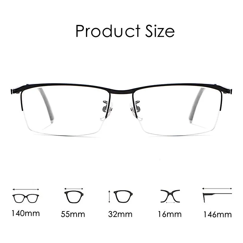 KatKani Men's Semi Rim Rectangular Alloy Frame Eyeglasses Z17003
