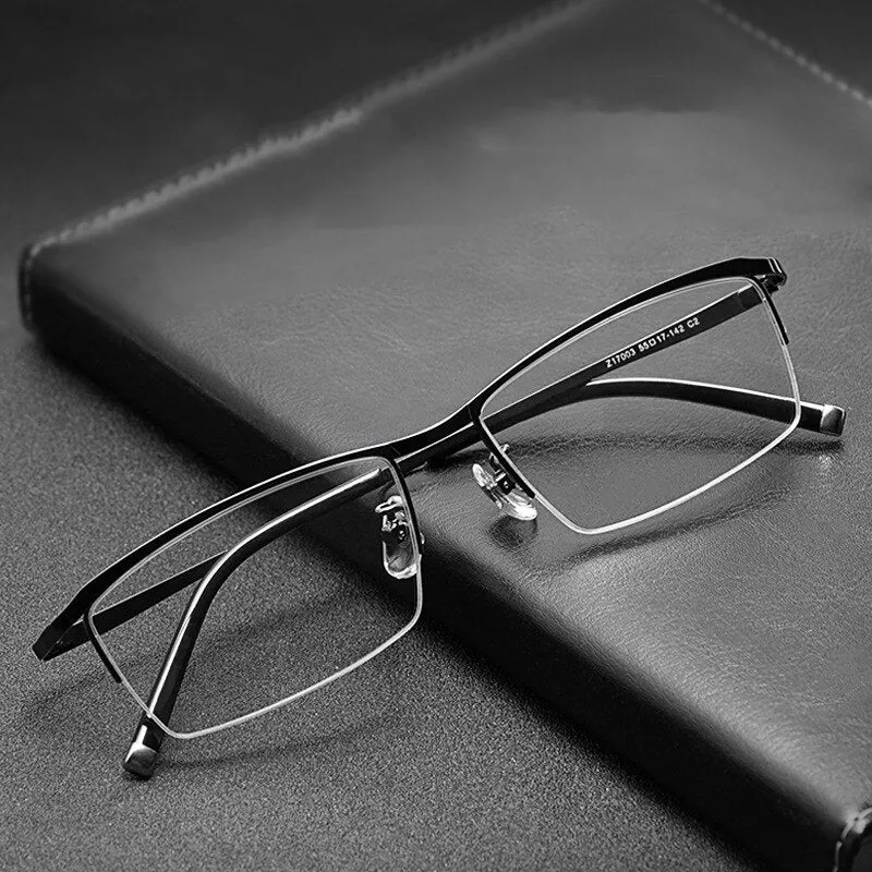 KatKani Men's Semi Rim Rectangular Alloy Frame Eyeglasses Z17003