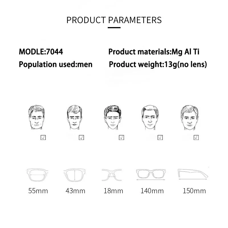 KatKani Unisex Full Rim Square Titanium Eyeglasses Nc7004