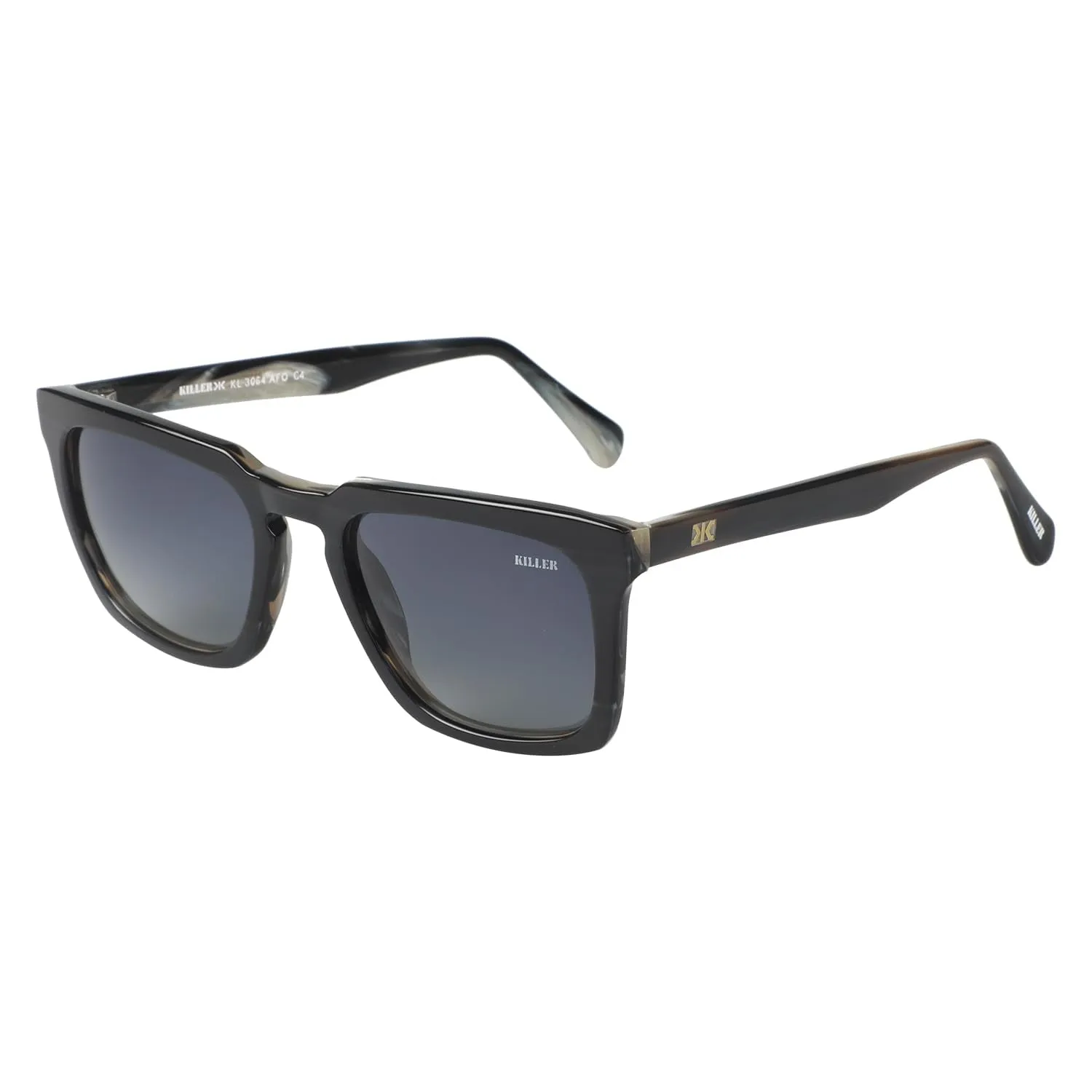 KILLER Unisex Sunglass - Square Shaped Polycarbonate Lens Sunglasses For Men & Women, Boys & Girls, Color - Frame - Black, Lens - Grey