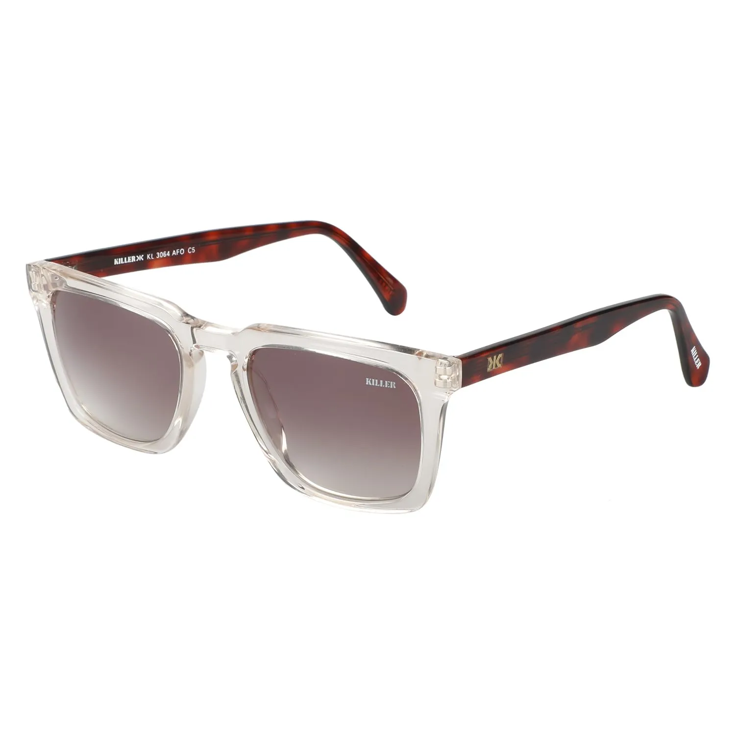 KILLER Unisex Sunglass - Square Shaped Polycarbonate Lens Sunglasses For Men & Women, Boys & Girls, Color - Frame - Clear, Lens - Grey