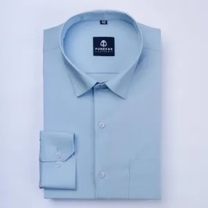 Light Blue Color Lining Texture Lycra Cotton Shirt For Men