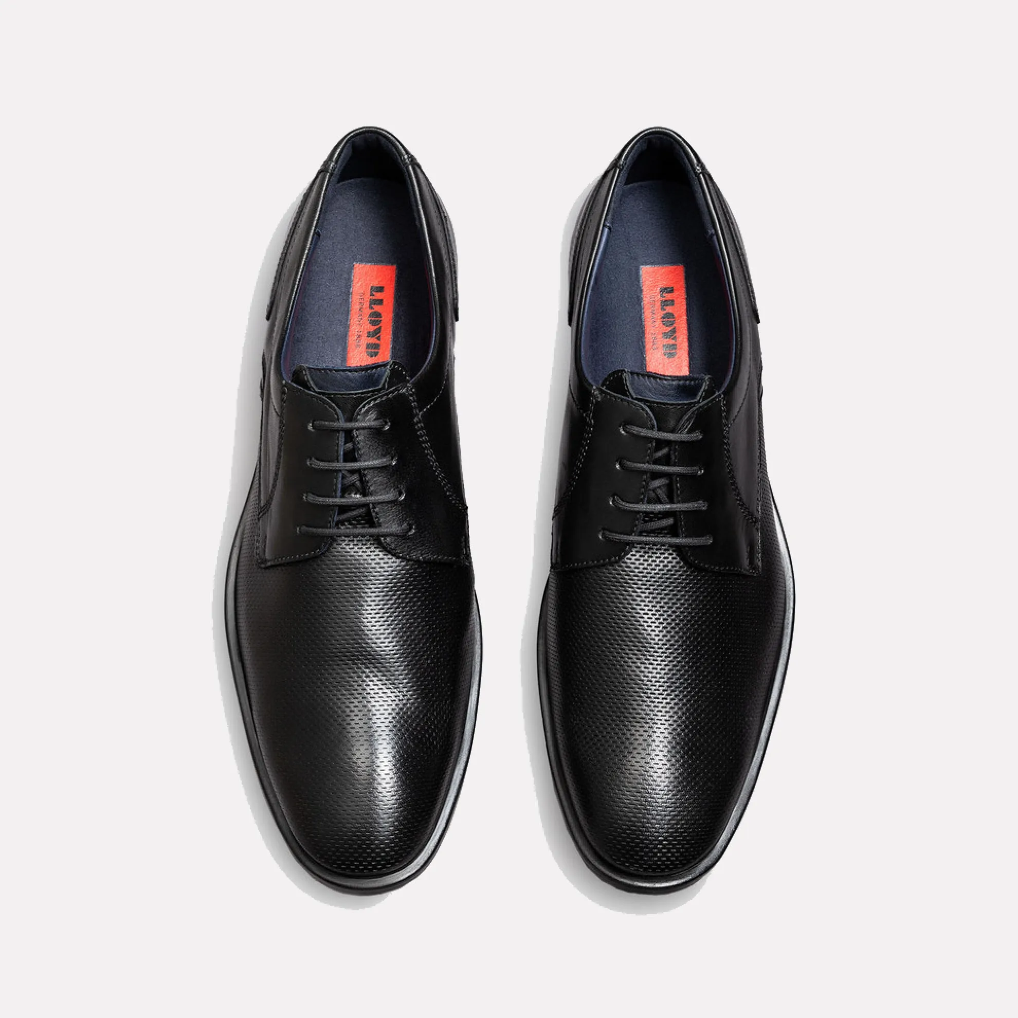 LLOYD LANCE Lace-up Smooth and Embossed Leather Derby Shoe / Black