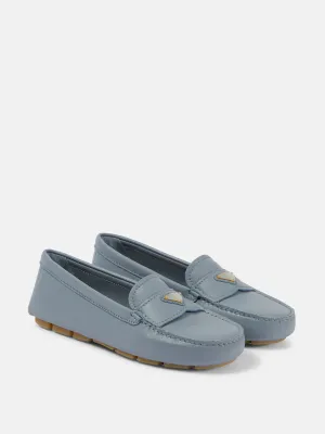 Logo leather moccasins
