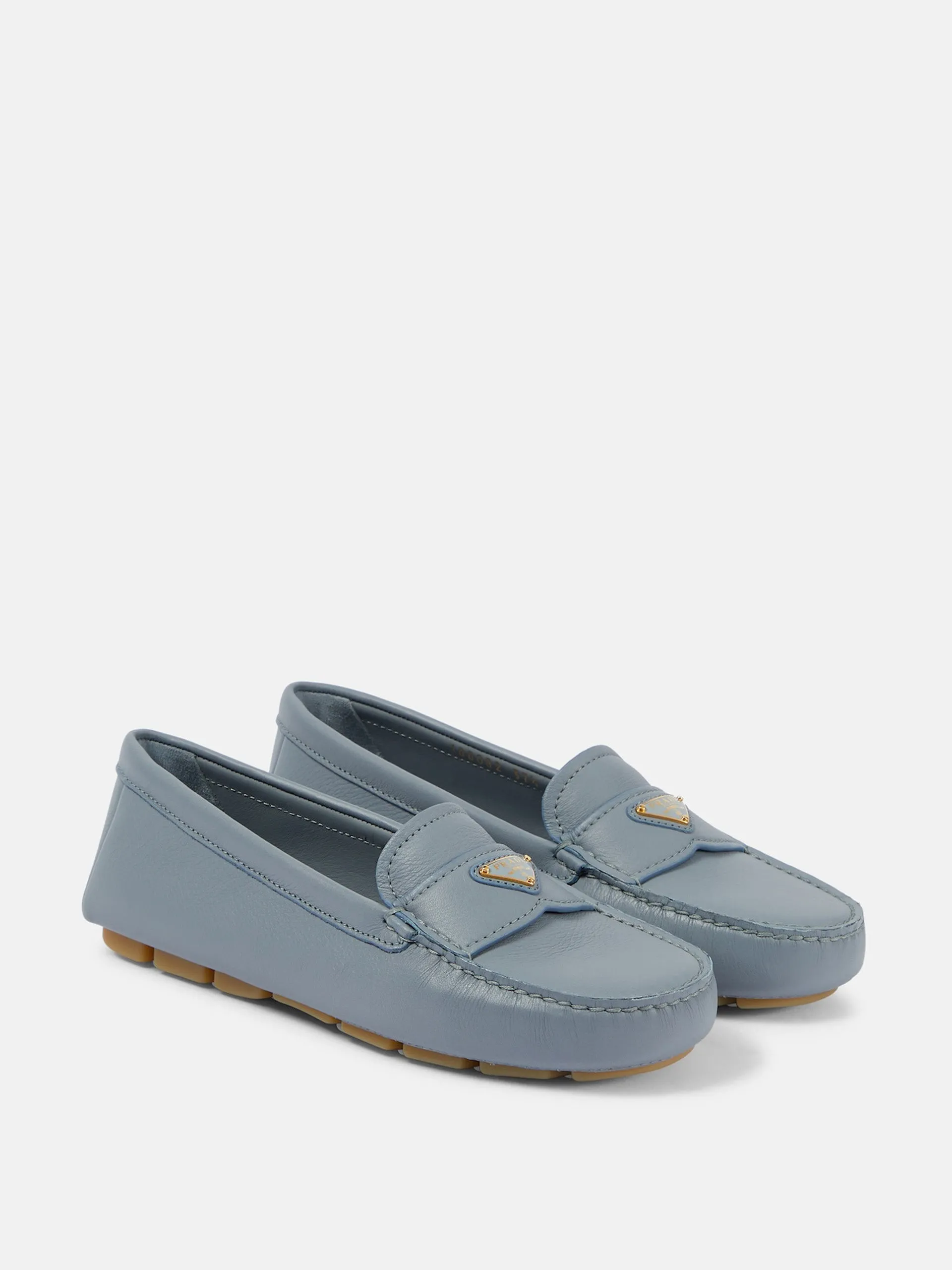 Logo leather moccasins
