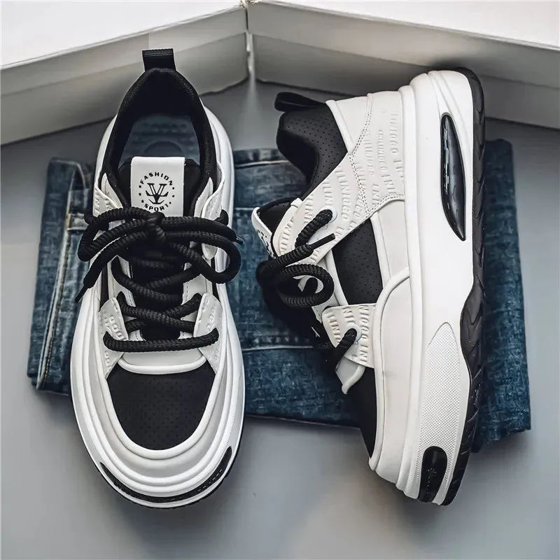 Men's Casual Shoes - Thick Sole Sneakers - Comfortable Soft Footwear - TSS366