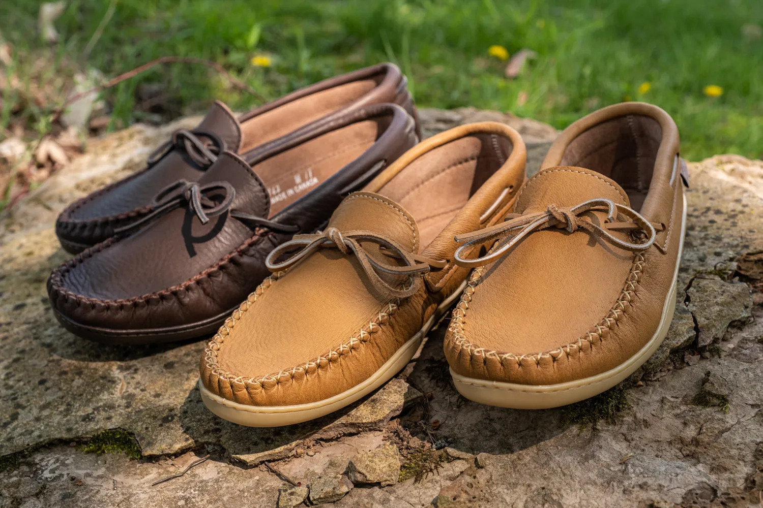 Men's Earthing Moccasin Shoes Copper Rivet Rubber Sole
