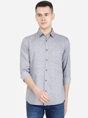 Metal Grey Printed Slim Fit Semi Casual Shirt | JadeBlue Metal Grey Printed Slim Fit Semi Casual Shirt | JadeBlue