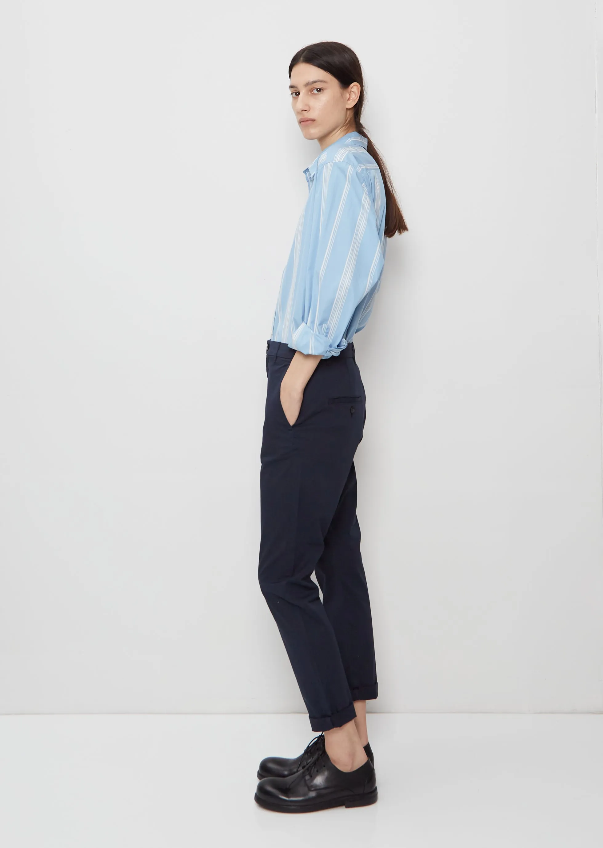 News Edit Cotton Trousers — Dark Blue