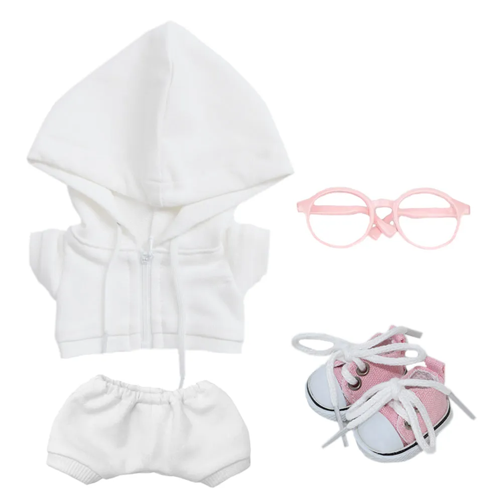 niannyyhouse 10cm 15cm 20cm Plush Doll Clothes Hoodie Pants Glasses Canvas Shoes Sportswear Outfit Soft Stuffed Toy Dressup