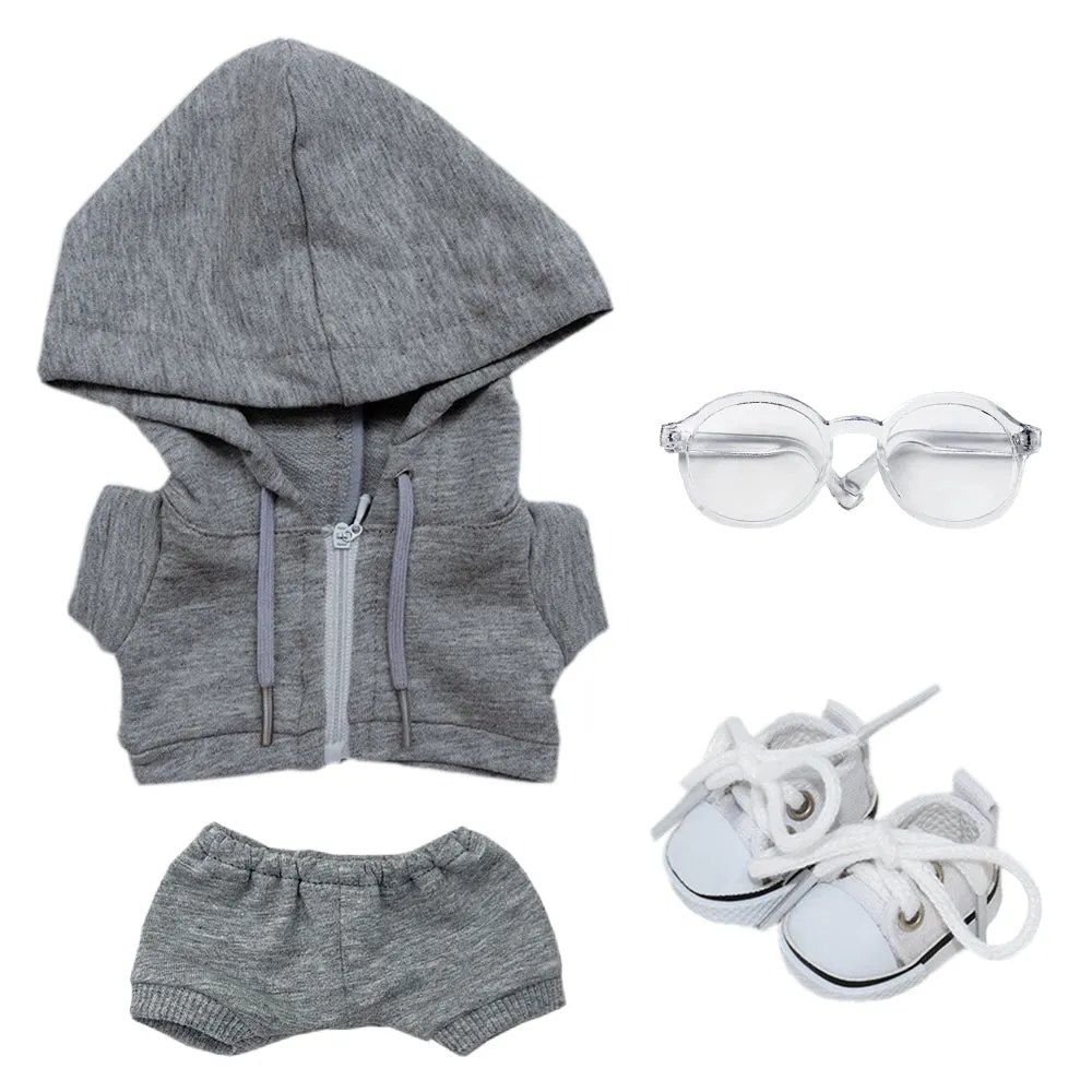 niannyyhouse 10cm 15cm 20cm Plush Doll Clothes Hoodie Pants Glasses Canvas Shoes Sportswear Outfit Soft Stuffed Toy Dressup