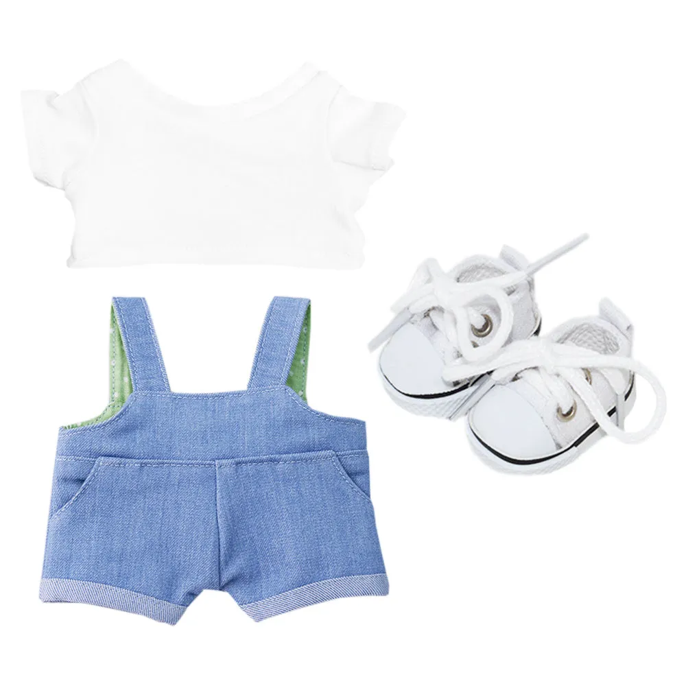 niannyyhouse 10cm 15cm 20cm Plush Doll Clothes Solid Color T-Shirt Denim Overalls Canvas Shoes Soft Stuffed Toy Dressup