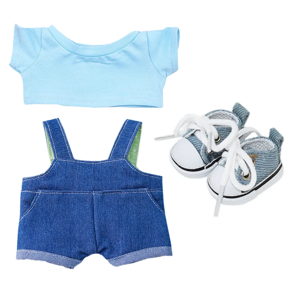 niannyyhouse 10cm 15cm 20cm Plush Doll Clothes Solid Color T-Shirt Denim Overalls Canvas Shoes Soft Stuffed Toy Dressup