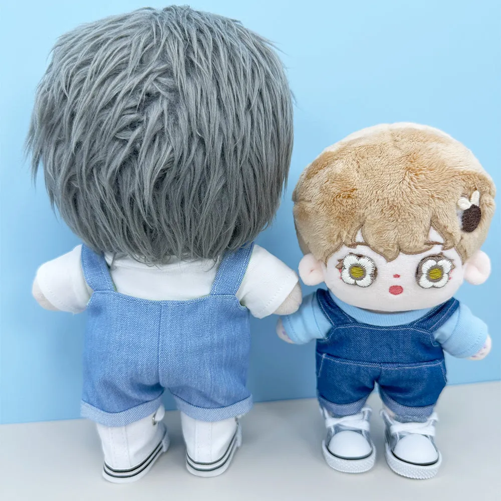 niannyyhouse 10cm 15cm 20cm Plush Doll Clothes Solid Color T-Shirt Denim Overalls Canvas Shoes Soft Stuffed Toy Dressup
