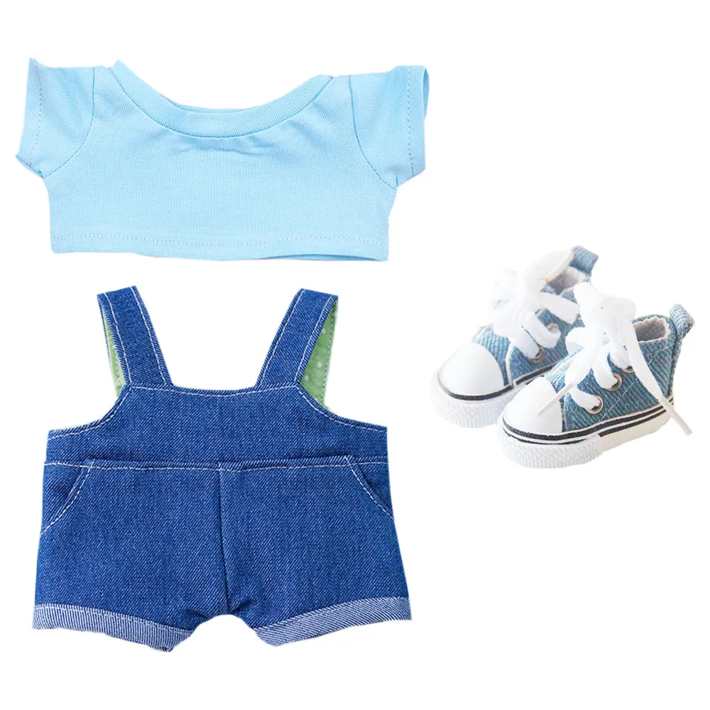 niannyyhouse 10cm 15cm 20cm Plush Doll Clothes Solid Color T-Shirt Denim Overalls Canvas Shoes Soft Stuffed Toy Dressup