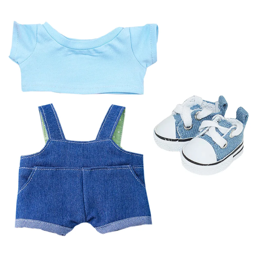 niannyyhouse 10cm 15cm 20cm Plush Doll Clothes Solid Color T-Shirt Denim Overalls Canvas Shoes Soft Stuffed Toy Dressup