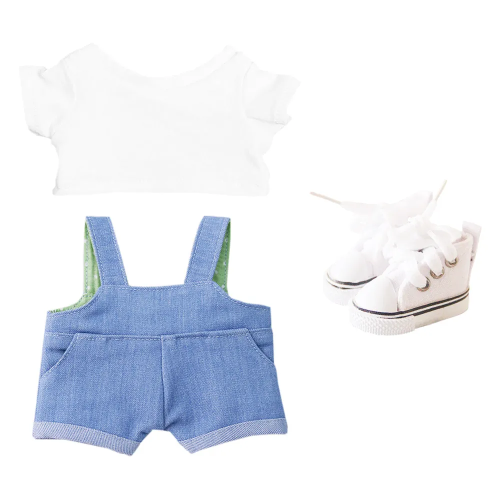 niannyyhouse 10cm 15cm 20cm Plush Doll Clothes Solid Color T-Shirt Denim Overalls Canvas Shoes Soft Stuffed Toy Dressup