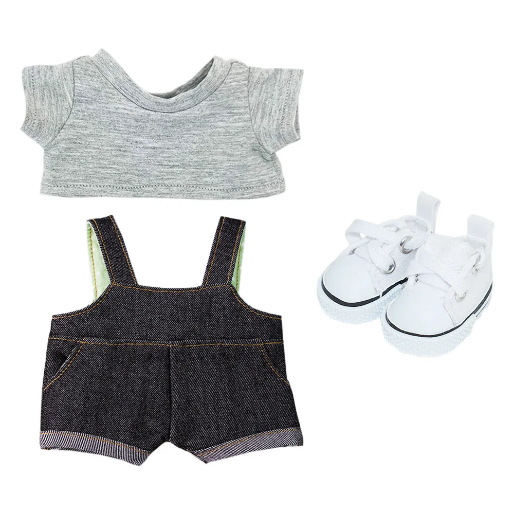 niannyyhouse 10cm 15cm 20cm Plush Doll Clothes Solid Color T-Shirt Denim Overalls Canvas Shoes Soft Stuffed Toy Dressup