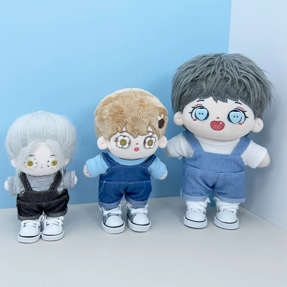 niannyyhouse 10cm 15cm 20cm Plush Doll Clothes Solid Color T-Shirt Denim Overalls Canvas Shoes Soft Stuffed Toy Dressup