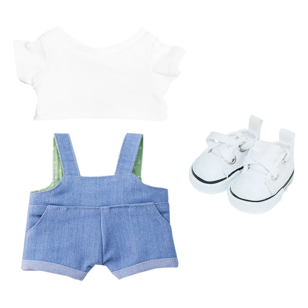 niannyyhouse 10cm 15cm 20cm Plush Doll Clothes Solid Color T-Shirt Denim Overalls Canvas Shoes Soft Stuffed Toy Dressup