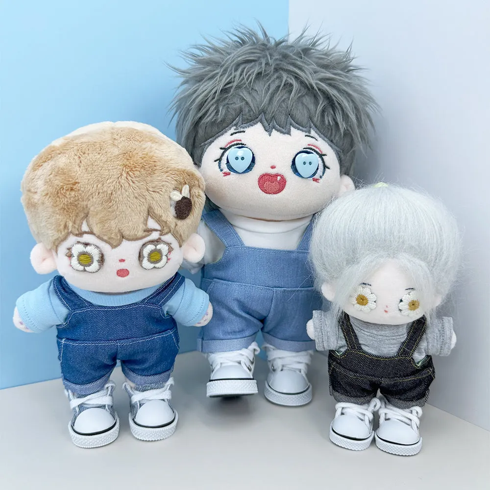 niannyyhouse 10cm 15cm 20cm Plush Doll Clothes Solid Color T-Shirt Denim Overalls Canvas Shoes Soft Stuffed Toy Dressup