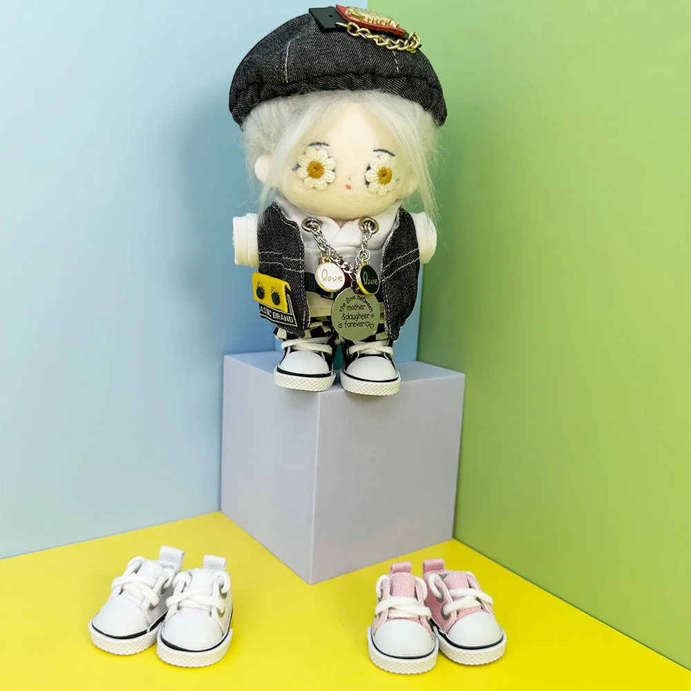 niannyyhouse 10cm Plush Doll 1/8BJD Canvas Shoes Length 3.8cm Stuffed Toy Dressup Gift